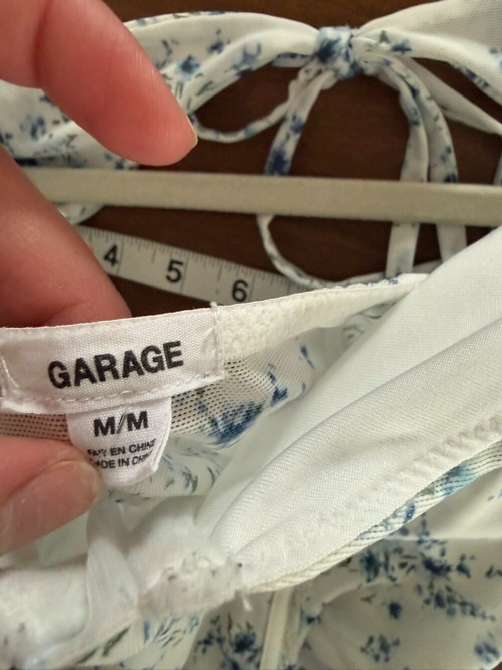 Garage Blue Floral Corset Tie-Back Top Size M - Picture 3 of 6